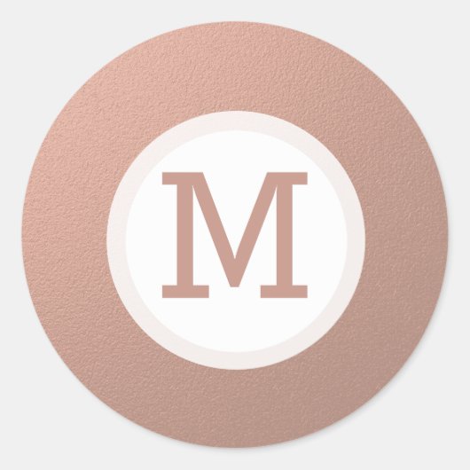 Faux Roos Gold Folie Monogram Initiaal Seal Ronde Sticker (Voorkant)