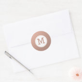 Faux Roos Gold Folie Monogram Initiaal Seal Ronde Sticker (Envelop)