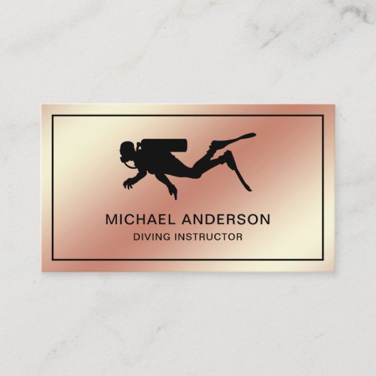 Faux Roos Gold Folie Scuba Duikinstructeur Visitekaartje (Voorkant)