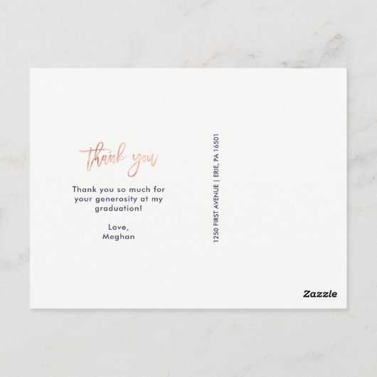 Faux Roos Gold | Foto Afstuderen Dank u Briefkaart (Achterkant)