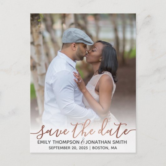 Faux Roos Gold Fotobehang Save the Date Briefkaart (Voorkant)