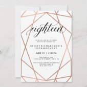 Faux Roos Gold Geometric | 18e verjaardag Kaart (Voorkant)