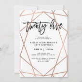 Faux Roos Gold Geometric | 25e verjaardag Kaart (Voorkant)