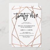 Faux Roos Gold Geometric | 25e verjaardag Kaart (Voorkant / Achterkant)