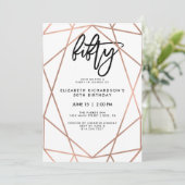 Faux Roos Gold Geometric | 50e verjaardag Kaart (Staand voorkant)