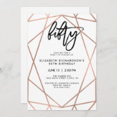 Faux Roos Gold Geometric | 50e verjaardag Kaart (Voorkant / Achterkant)