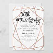 Faux Roos Gold Geometric 50th Wedding Jubileum Kaart (Voorkant)
