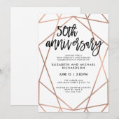 Faux Roos Gold Geometric 50th Wedding Jubileum Kaart (Voorkant / Achterkant)