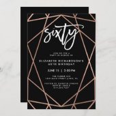 Faux Roos Gold Geometric | 60e verjaardag Kaart (Voorkant / Achterkant)