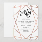 Faux Roos Gold Geometric | 60e verjaardag Kaart (Voorkant / Achterkant)