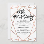 Faux Roos Gold Geometric 60th Wedding Jubileum Kaart (Voorkant)