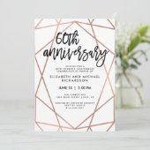 Faux Roos Gold Geometric 60th Wedding Jubileum Kaart (Staand voorkant)