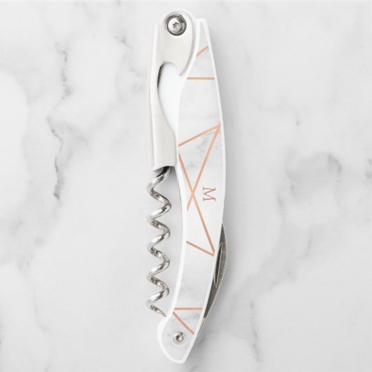 Faux Roos Gold Geometric en Marble Kijk Kurkentrekker (Voorkant)