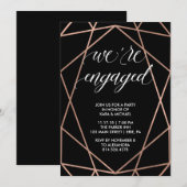 Faux Roos Gold Geometric Engagement Party Kaart (Voorkant / Achterkant)