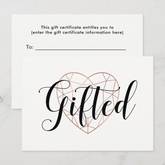 Faux Roos Gold Geometric Heart | Cadeaubon (Voorkant / Achterkant)