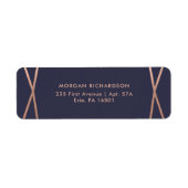 Faux Roos Gold Geometric in Midnight Blue Etiket (Voorkant)