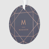 Faux Roos Gold Geometric in Midnight Blue Ornament (voorkant)