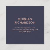 Faux Roos Gold Geometric in Midnight Blue Vierkante Visitekaartje (Achterkant)
