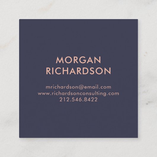 Faux Roos Gold Geometric in Midnight Blue Vierkante Visitekaartje (Achterkant)