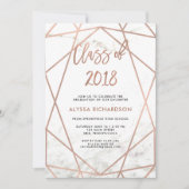 Faux Roos Gold Geometric | Marmer Graduation Party Kaart (Voorkant)