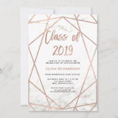Faux Roos Gold Geometric | Marmer Graduation Party Kaart (Voorkant)