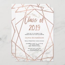 Faux Roos Gold Geometric | Marmer Graduation Party Kaart