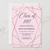 Faux Roos Gold Geometric op Blush Pink Afstuderen Kaart (Voorkant)