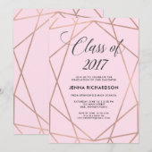 Faux Roos Gold Geometric op Blush Pink Afstuderen Kaart (Voorkant / Achterkant)