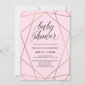 Faux Roos Gold Geometric op Blush Pink Baby shower Kaart (Voorkant)