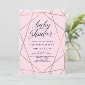 Faux Roos Gold Geometric op Blush Pink Baby shower Kaart (Staand voorkant)