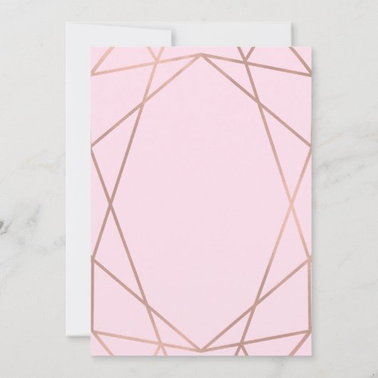 Faux Roos Gold Geometric op Blush Pink Baby shower Kaart (Achterkant)