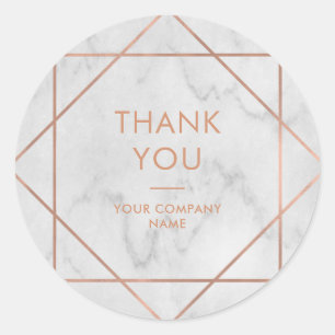 Faux Roos Gold Geometric op marmer   Dank u wel Ronde Sticker