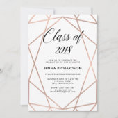 Faux Roos Gold Geometric op White Graduation Party Kaart (Voorkant)