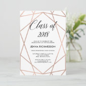 Faux Roos Gold Geometric op White Graduation Party Kaart (Staand voorkant)