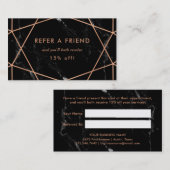 Faux Roos Gold Geometric op zwarte marmer Referral (Voorkant / Achterkant)