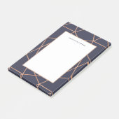 Faux Roos Gold Geometric Pattern op Midnight Blue Post-it® Notes (Schuin)