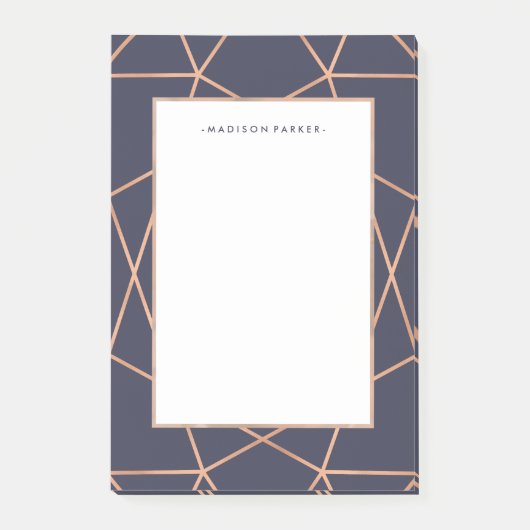 Faux Roos Gold Geometric Pattern op Midnight Blue Post-it® Notes (Voorkant)