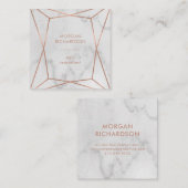 Faux Roos Gold Geometric | Witte marmer Vierkante Visitekaartje (Voorkant / Achterkant)