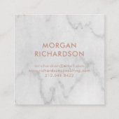 Faux Roos Gold Geometric | Witte marmer Vierkante Visitekaartje (Achterkant)