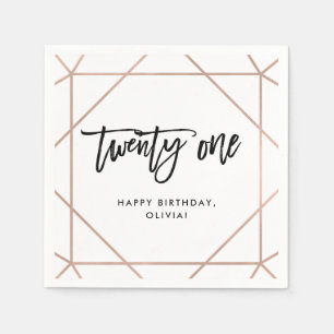 Faux Roos Gold geometrisch   21e verjaardag Servet
