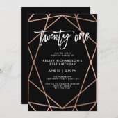 Faux Roos Gold geometrisch | 21e verjaardagsfeestj Kaart (Voorkant / Achterkant)