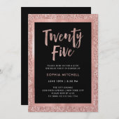 Faux Roos Gold Glitter | 25e verjaardag Kaart (Voorkant / Achterkant)