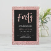 Faux Roos Gold Glitter | 40e verjaardag Kaart (Staand voorkant)