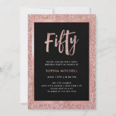 Faux Roos Gold Glitter | 50e verjaardag Kaart (Voorkant)