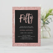 Faux Roos Gold Glitter | 50e verjaardag Kaart (Staand voorkant)