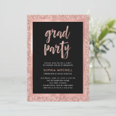 Faux Roos Gold Glitter | Afstudeerfeest Foto Kaart (Staand voorkant)