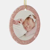 Faux Roos Gold Glitter Baby eerste kerstfoto Keramisch Ornament (Rechts)