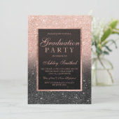 Faux roos gold glitter black Graduparty Kaart (Staand voorkant)
