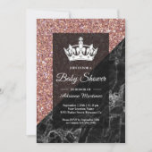 Faux Roos Gold Glitter Black Marble Baby shower Kaart (Voorkant)