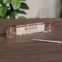 Faux Roos Gold Glitter Boss Acrylblok